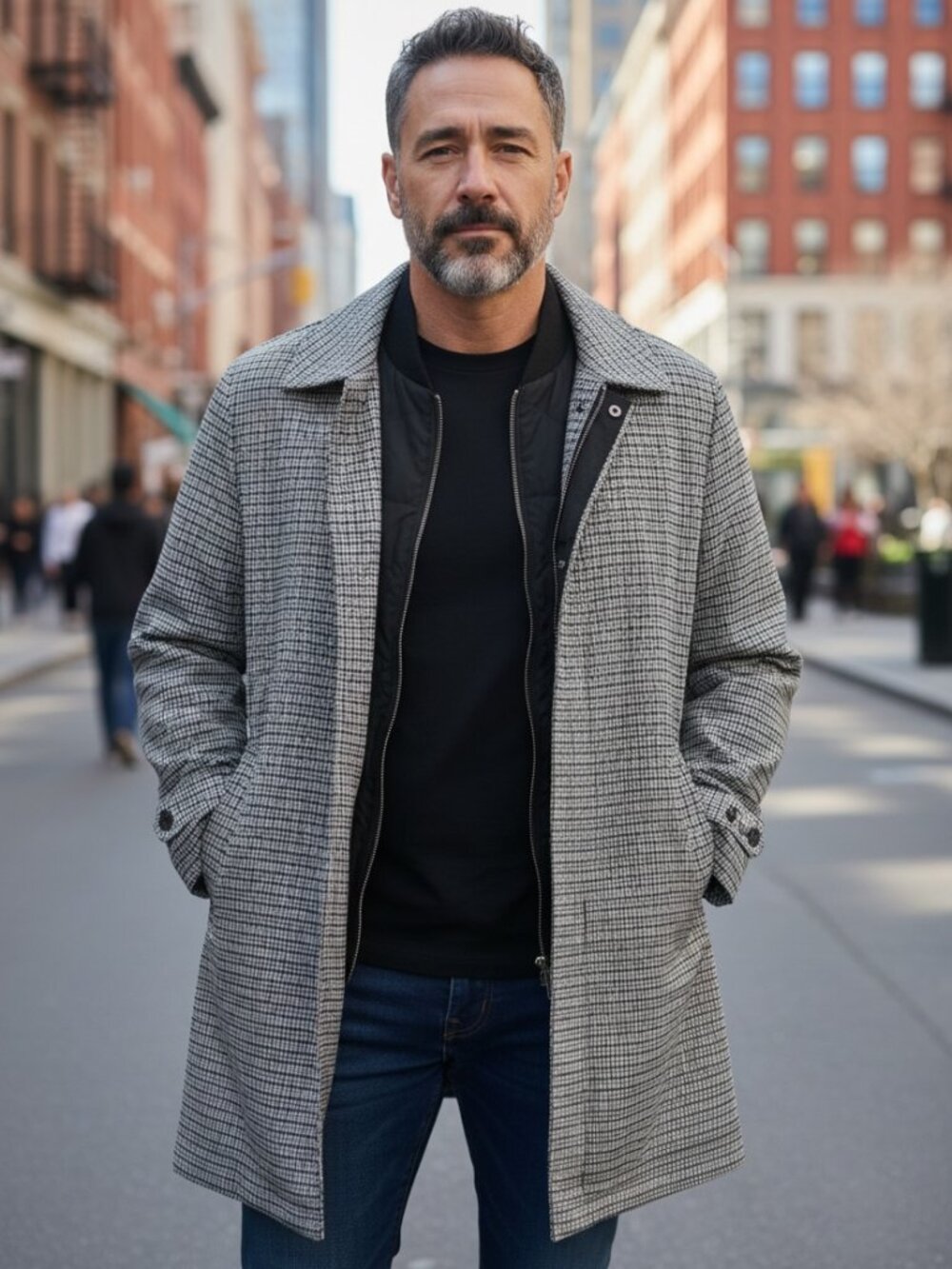 Men's Rag & Bone Reversible Coat - Black Herringbone L- Designer